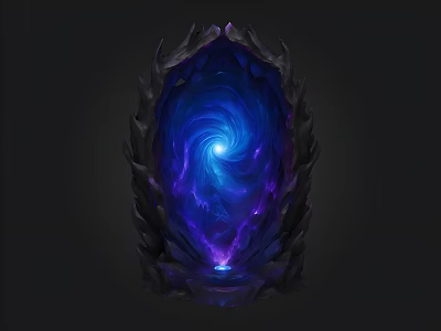 Ethereal Mystic Vortex With Blue Purple Swirl Light In Rock Frame 3d model