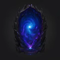 Ethereal Mystic Vortex With Blue Purple Swirl Light In Rock Frame
