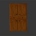 Classic Solid Wood Storage Cabinet With Double Doors Drawers And Four Legs
