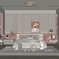 Kids Room Interior With Bed Pillows Blanket Rabbit Stuffed Toy Rug And Painting