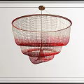 Elegant Modern Woven Mesh Chandelier With Red Gradient Multi Layer Design 3d model