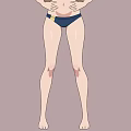 Anime Game Character With Blonde Hair Dark Blue Bikini And Hands On Hips