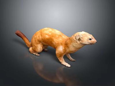 Yellow Resin Animal Figurine Standing Pose Decorative Household Ornament With Reflective Surface 3d model