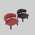 Modern Pink Single Sofa with Rounded Armrests and Black Wooden Legs