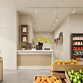 Modern Fruit Store Interior With Fresh Watermelons Bananas And Melons On Shelves
