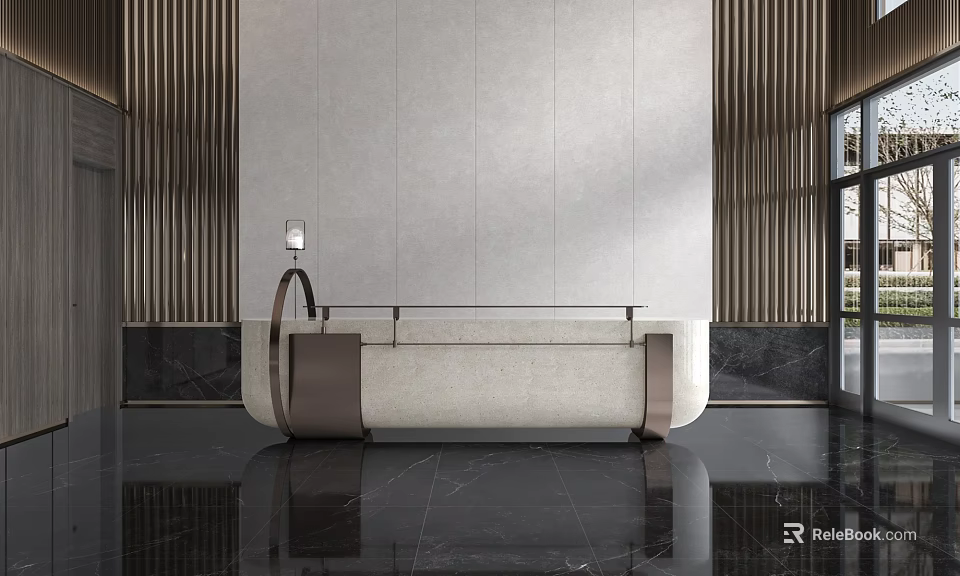 Modern Luxury Bar Counter With Marble Top Metal Frame Background Wall Open Space Strip Lights 3d model 