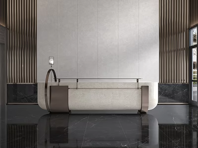 Modern Luxury Bar Counter With Marble Top Metal Frame Background Wall Open Space Strip Lights 3d model