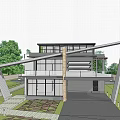 Modern Single Family Villa Exterior With Landscaped Garden And Double Garage