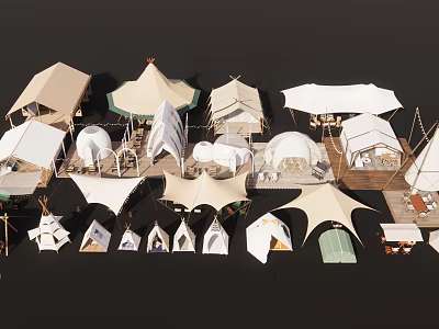 Stylish Garden Landscape Tent Designs With Different Shapes And Canopy Structures 3d model