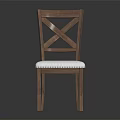 Stylish Wooden Dining Chair With Cross Back Design White Upholstered Seat And Nailhead Trim