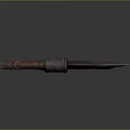 Ornate Fantasy Dagger Design With Red Wrapped Handle And Green Accented Blade