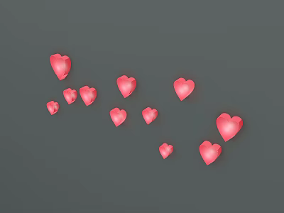 Multiple Red Heart Shaped Decorative Pendants For Home Hanging Ornament 3d model