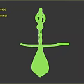 Red Wooden Carved Household Utensil With Decorative Human Figure Design