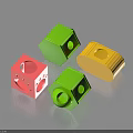 Colorful Decorative Household Items Pink Green Yellow Cubes Rectangular Blocks With Holes