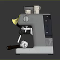 Stainless Steel Espresso Coffee Machine Control Panel Top Transparent Container Small Cup Yellow Sticky Note