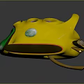 Modern Yellow Water Vehicle With Green Transparent Front and Circular Windows