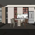 Modern Restaurant Interior Design With Dining Table Chairs Plants And Natural Light 3d model