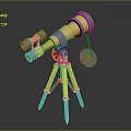 Gold And Silver Telescope Equipment With Tripod Stand Chain And Circular Plate