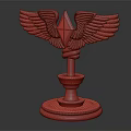 Golden Trophy With Winged Design Diamond Shaped Top And Pedestal Base 3d model