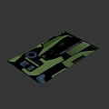 Green Cartoon Style Military Helicopter With Armored Vehicle And Cannon On Orange Background