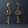 Elegant Decorative Golden Metal Handles With Circular Accents And Ornate Design