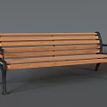 Classic Durable Outdoor Bench With Wooden Slats And Metal Frame For Garden Patio Use