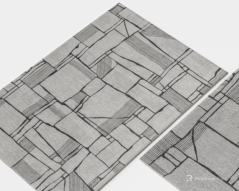 Modern Square Area Rug Featuring Geometric Pattern Gray Tones Abstract Design 3d model