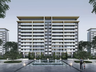 Modern residential area Residential building Regional landscape 3d model