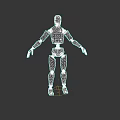 Orange Humanoid Robot Game Movie Character With Mechanical Joints And Yellow Eyes