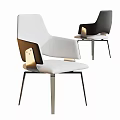 Modern Dining Chair With White Fabric Seat Black Back And Metal Legs