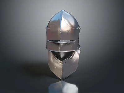 Classic Metallic Medieval Armor Helmet With Smooth Surface And Reflective Finish 3d model
