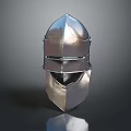 Classic Metallic Medieval Armor Helmet With Smooth Surface And Reflective Finish
