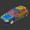 Blue Yellow Racing Car With Number 05 Dunlop Pirelli Sponsors And Team Logos