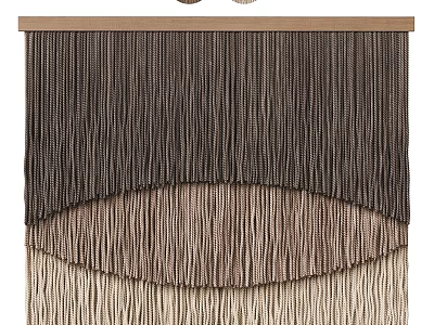 Woven Tassel Wall Decor With Layered Brown Beige Textured Hanging Design 3d model
