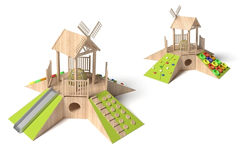 Wooden Windmill Expansion Paradise Platform Expansion Paradise Sightseeing Tower Sightseeing Deck Customized Paradise Amusement Park Amusement Park Children's Amusement Park Amusement Skit Slide 3d model