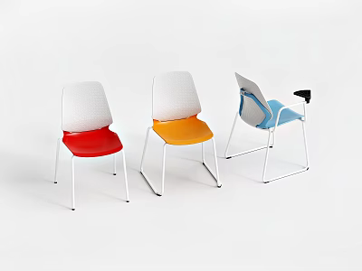 Colorful Single Chairs With White Backrests And Metal Legs In Modern Design 3d model