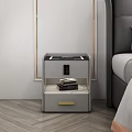 Modern Light Gray Nightstand With Drawer And Open Shelf In Bedroom Setting
