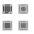 Modern Square White Air Conditioner Vents With Geometric Patterns And Sleek Design