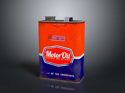 Vintage Heavy Duty Motor Oil Quart Can With Orange Blue Design 3d model