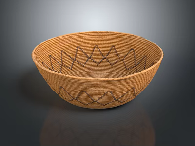 Handcrafted Woven Dinnerware Set With Brown Bowl And Geometric Patterns 3d model