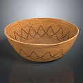 Handcrafted Woven Dinnerware Set With Brown Bowl And Geometric Patterns