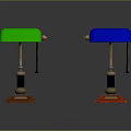 Vintage Style Table Lamps With Green Red Blue Orange Shades And Metal Bases