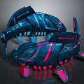Futuristic Sci Fi Crab With Blue And Pink Glowing Mechanical Structure