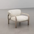 Modern Minimalist Accent Chair With Curved Light Wood Armrests And White Upholstered Seat