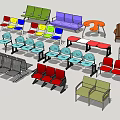 Public Chairs With Various Colorful Designs For Different Public Spaces 3d model