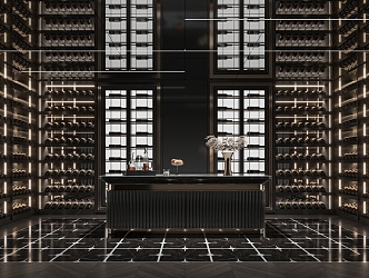 Modern Light Luxury Wine Cellar Italian Light Luxury Wine Cellar Cigar Room Wine Cabinet Wine Rack Bar Negotiation Room Wine Tasting Room 3d model