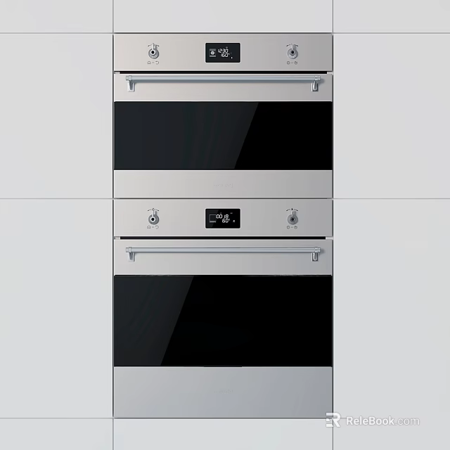 Modern Built In Ovens With Stainless Steel Glass Doors And Digital Control Panels For Kitchen 3d model 