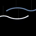 Modern Black Curved Metal Chandelier With Elegant Wave Shaped Design And Label