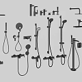 Various Bathroom Faucets And Shower Fixtures With Different Designs And Styles