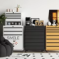 Modern Side Cabinet Tin Cabinet Storage Cabinet Coffee Machine Supplies Ornaments Combination 3d model